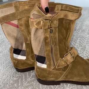Checkered suede camel Burberry Boots